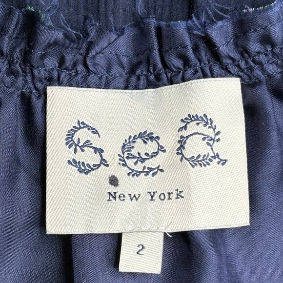 Sea New York Floral Navy Cotton Silk Boho Maxi Dress Size 2 - Picture 5 of 8